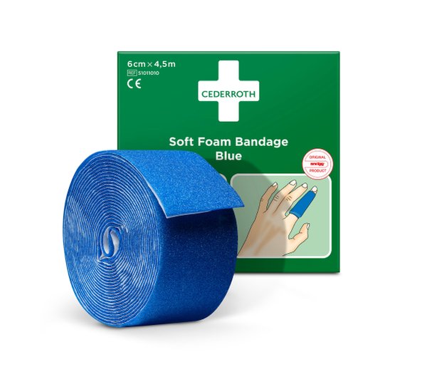 Cederroth Soft Foam Bandage - Pflasterverband BLAU 6 cm x 4,5 m