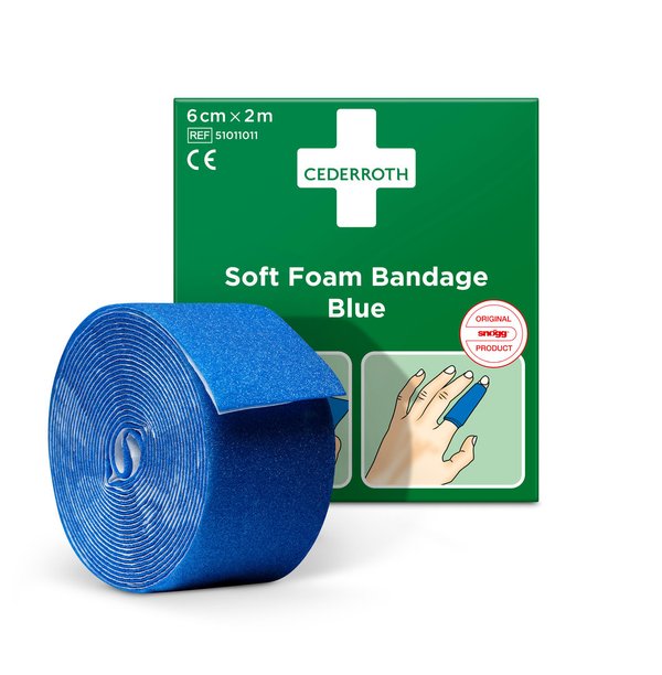 Cederroth Soft Foam Bandage - Pflasterverband BLAU 6 cm x 2 m