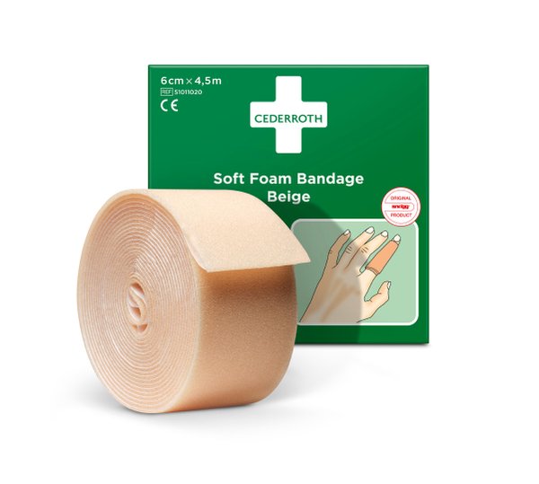 Cederroth Soft Foam Bandage - Pflasterverband BEIGE 6 cm x 4,5 m