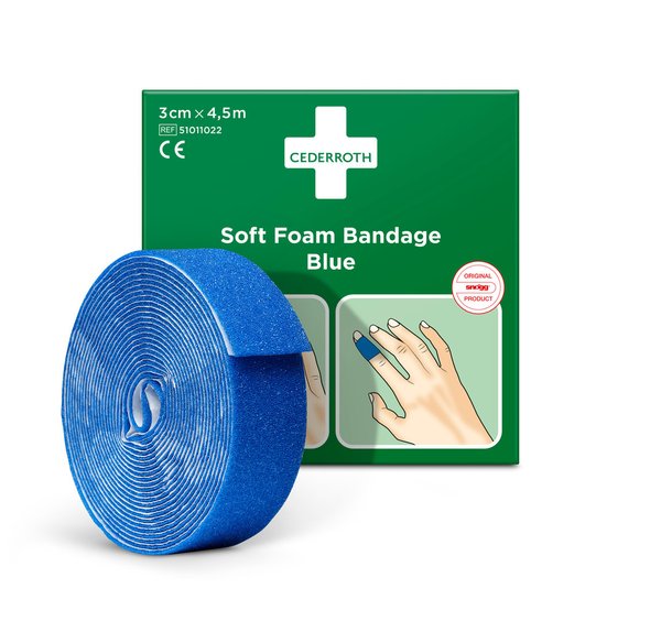 Cederroth Soft Foam Bandage - Pflasterverband BLAU 3 cm x 4,5 m